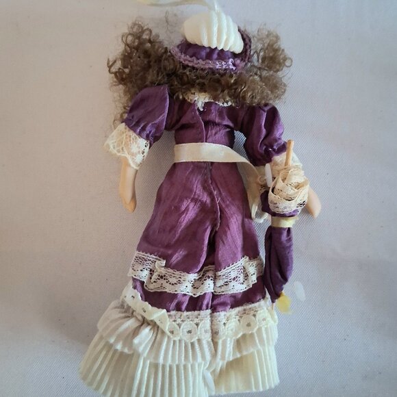 Lot of 5 Purple Ornaments, Including Ceramic Doll - Picture 3 of 10